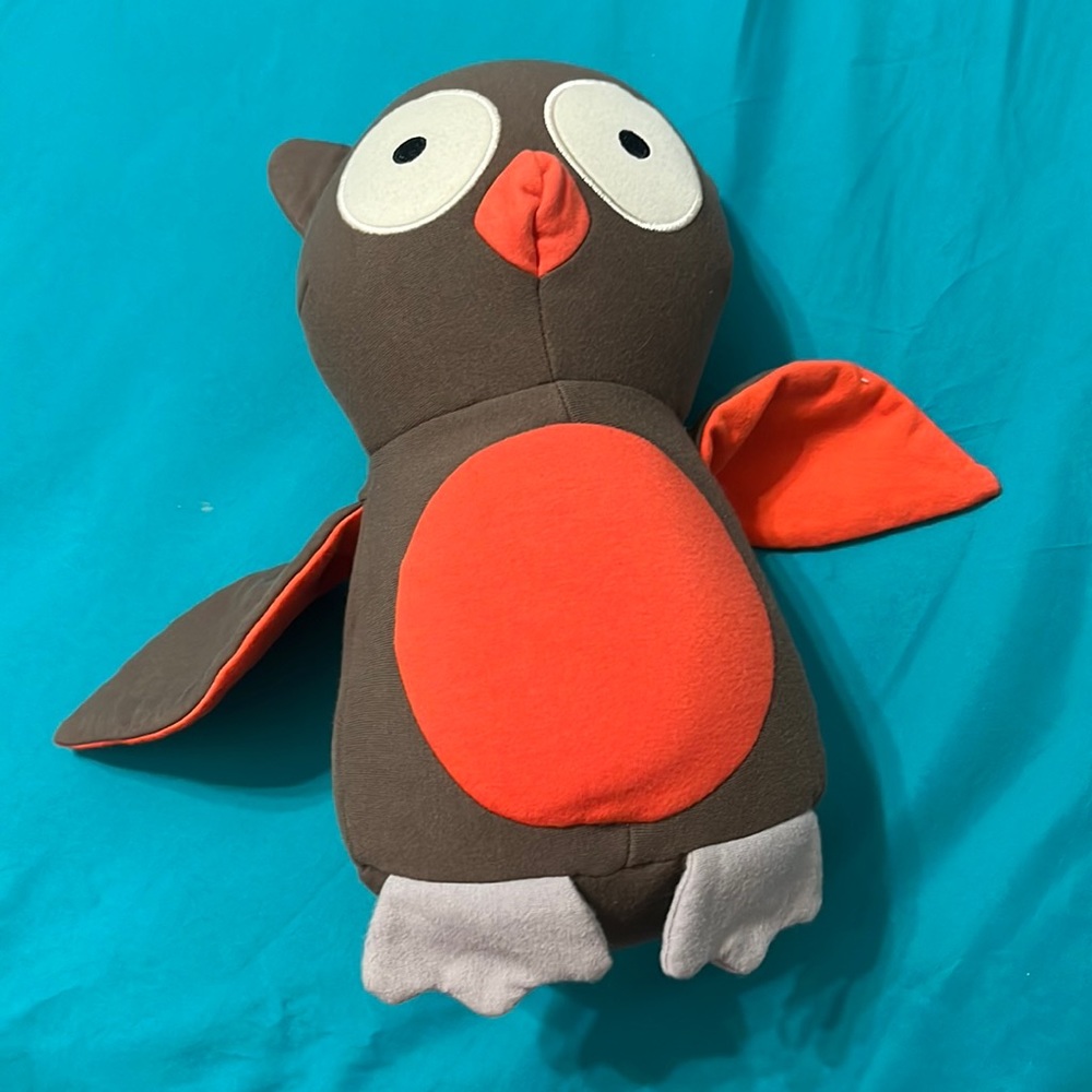 Yogibo Mate Plush Pet Owl Stuffed Bean Bag Animal Pillow Brown Orange Red